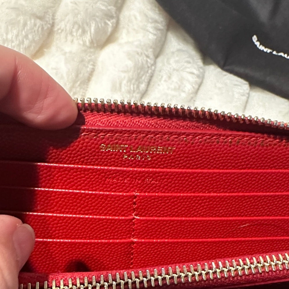 YSL Saint Laurent Cherry Red Quilted Wallet - Picture 9 of 10